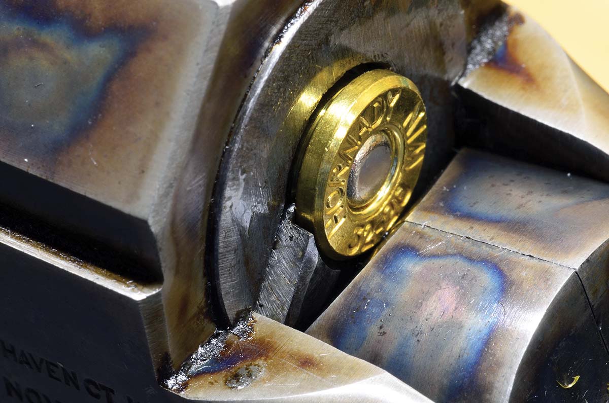 The upper lip of the breechblock is beveled to seat a cartridge that is not completely chambered. This is handy if you want to have your bullet in contact with the rifling and require a little force to seat it completely.